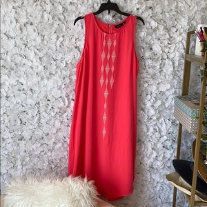 Coral Midi A-Line Dress